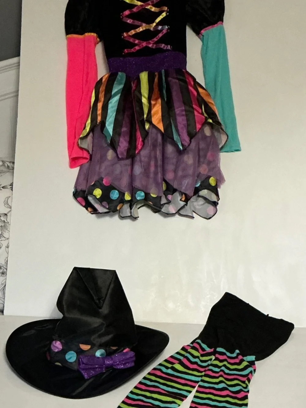 Colorful witch children costume